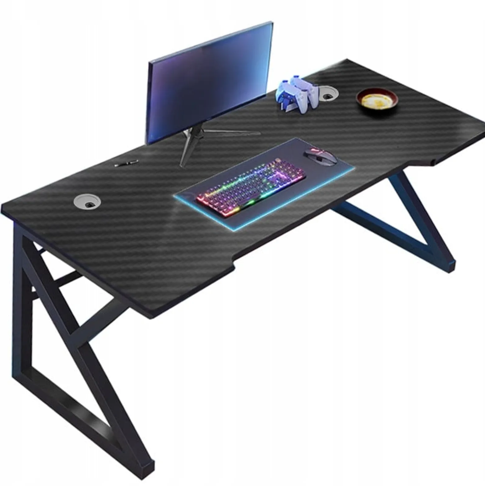 Biurko gamingowe czarne carbon nowoczesne dla gracza 120 cm