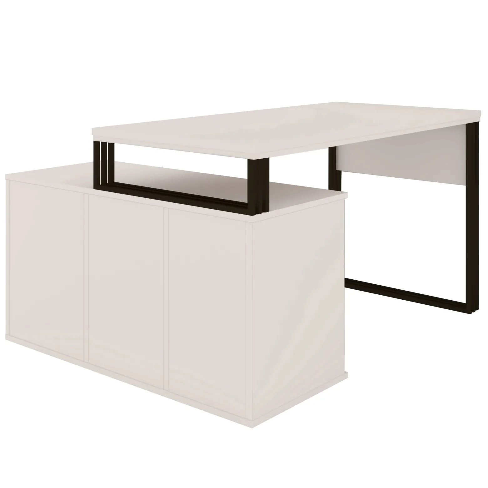 Biurko Klara N1 1D Kaszmir/Czarny 140X112 Cm
