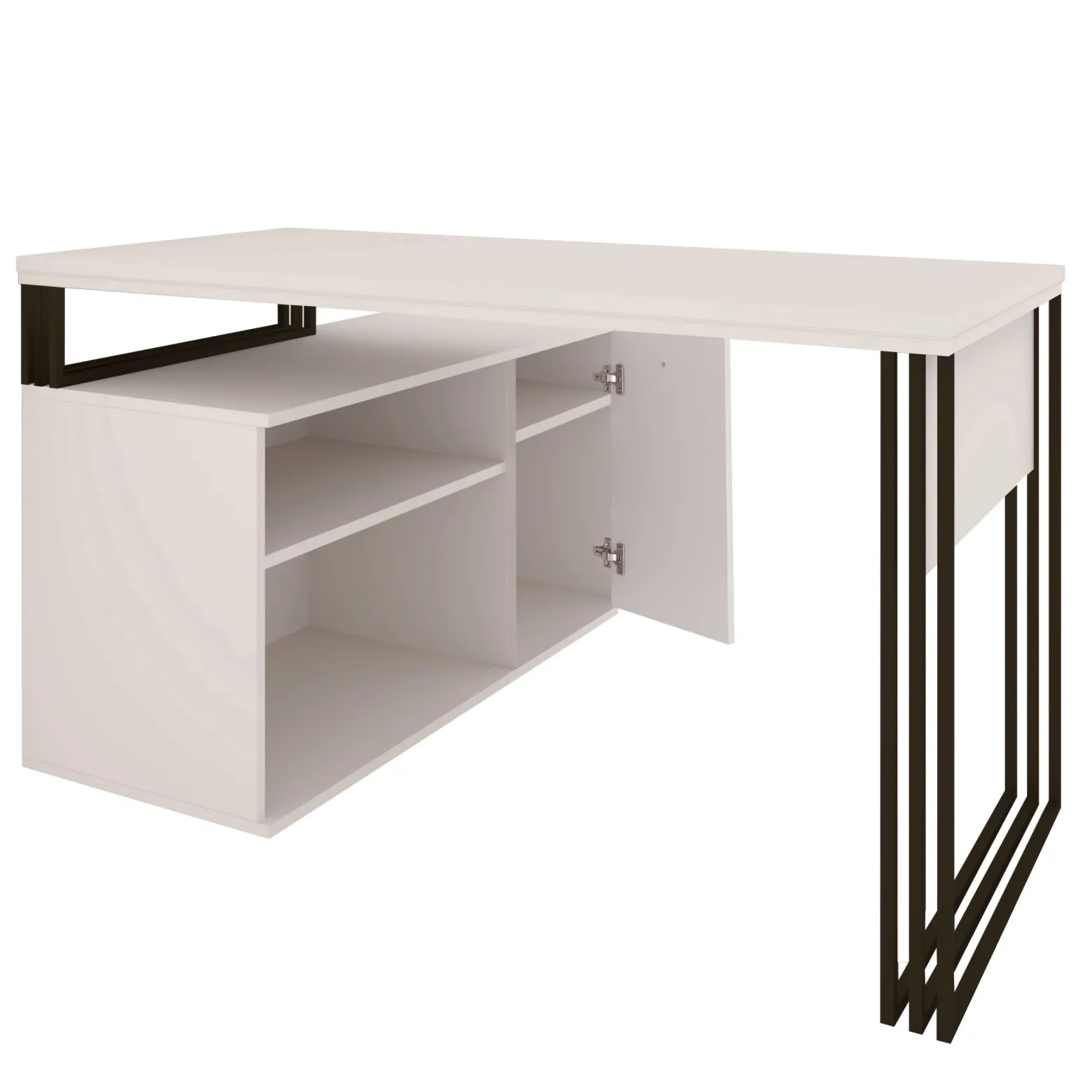Biurko Klara N1 1D Kaszmir/Czarny 140X112 Cm