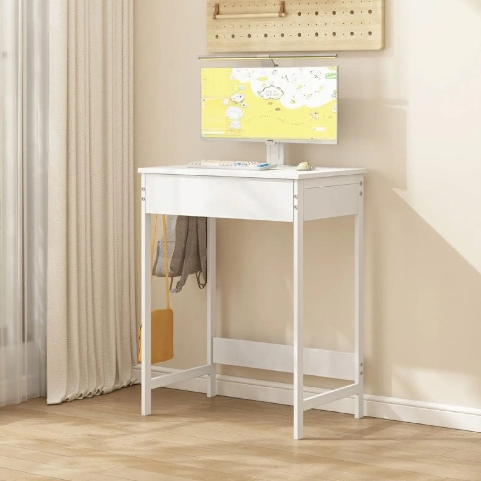 Biurko komputerowe białe dla dzieci stolik z szuflada nowoczesne loft 60cm