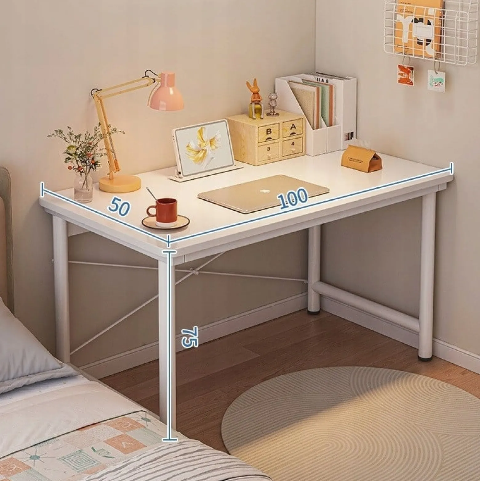 Biurko komputerowe młodzieżowe stolik białe nowoczesne loft duże 100 cm
