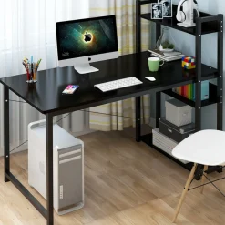 Biurko komputerowe z półkami i regałem loft
