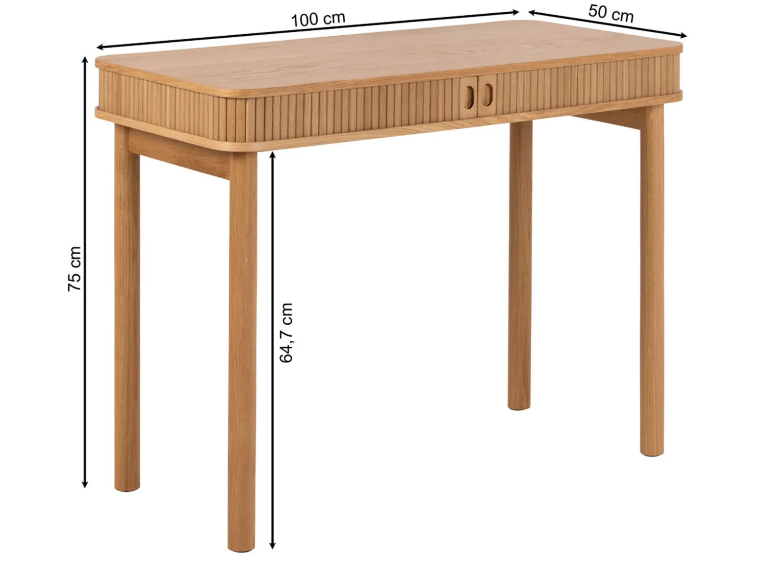 Biurko Ligna 100 cm z półką lamelowe, Oak lacquered