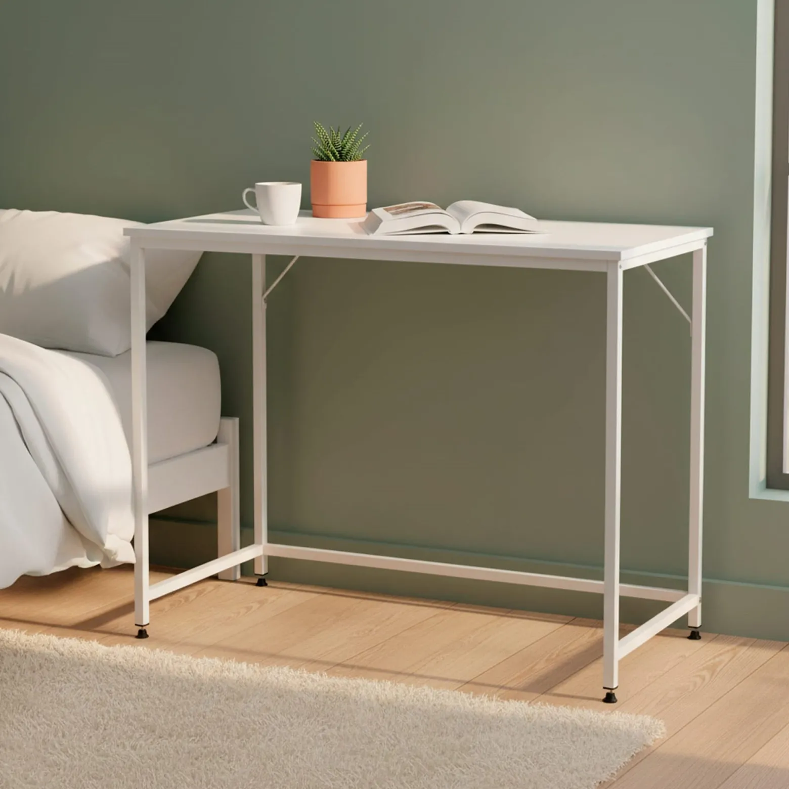 Biurko loft 100x50x76 cm industrialne, stolik komputerowy nowoczesny biały