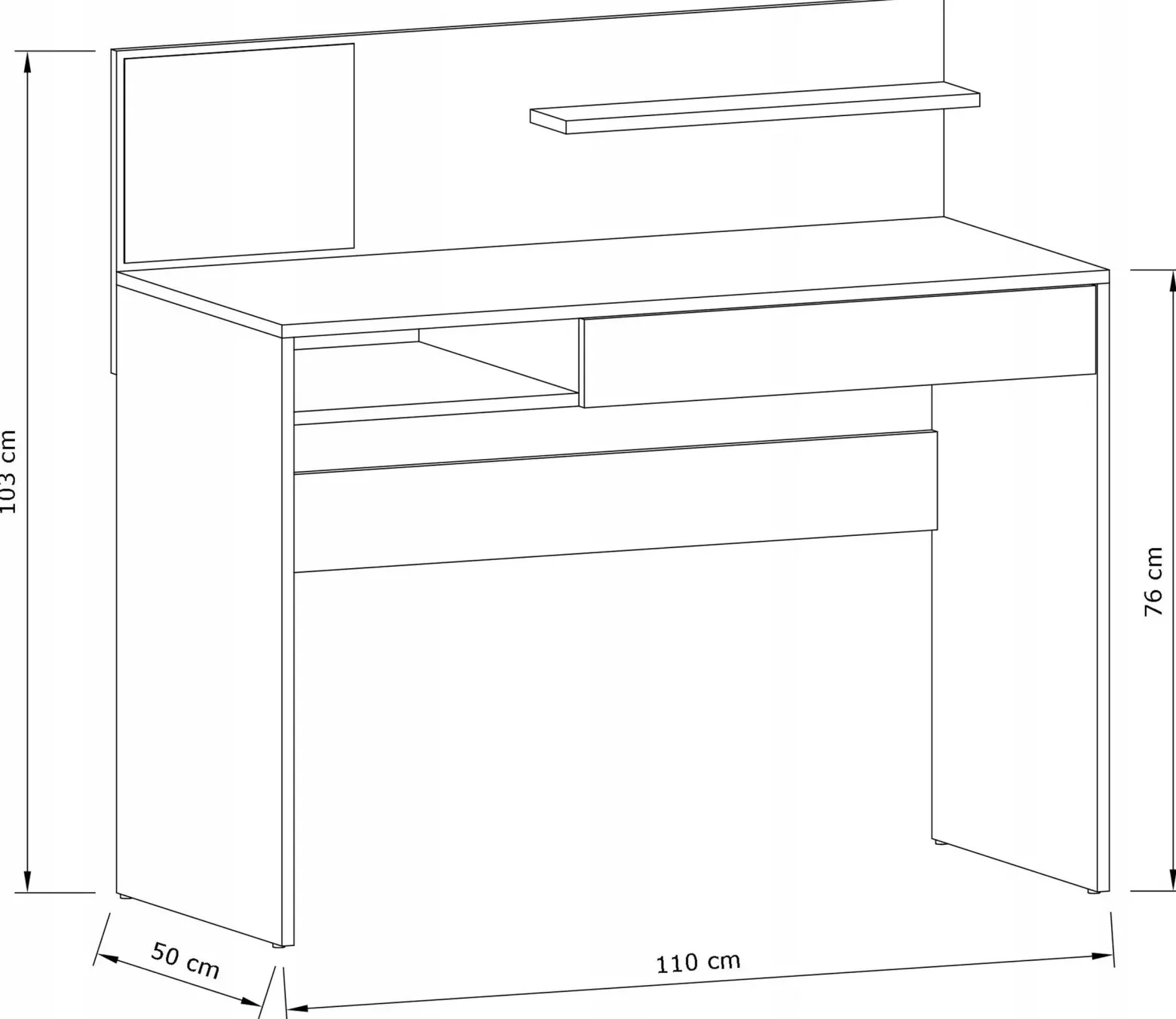 Biurko MAGNET białe 110cm tablica schowek szuflada