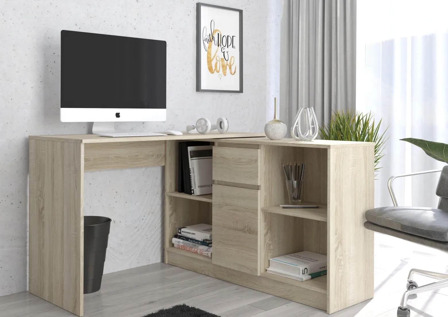 Biurko narożne komoda zestaw 120 cm FRAMIRE N-14 sonoma