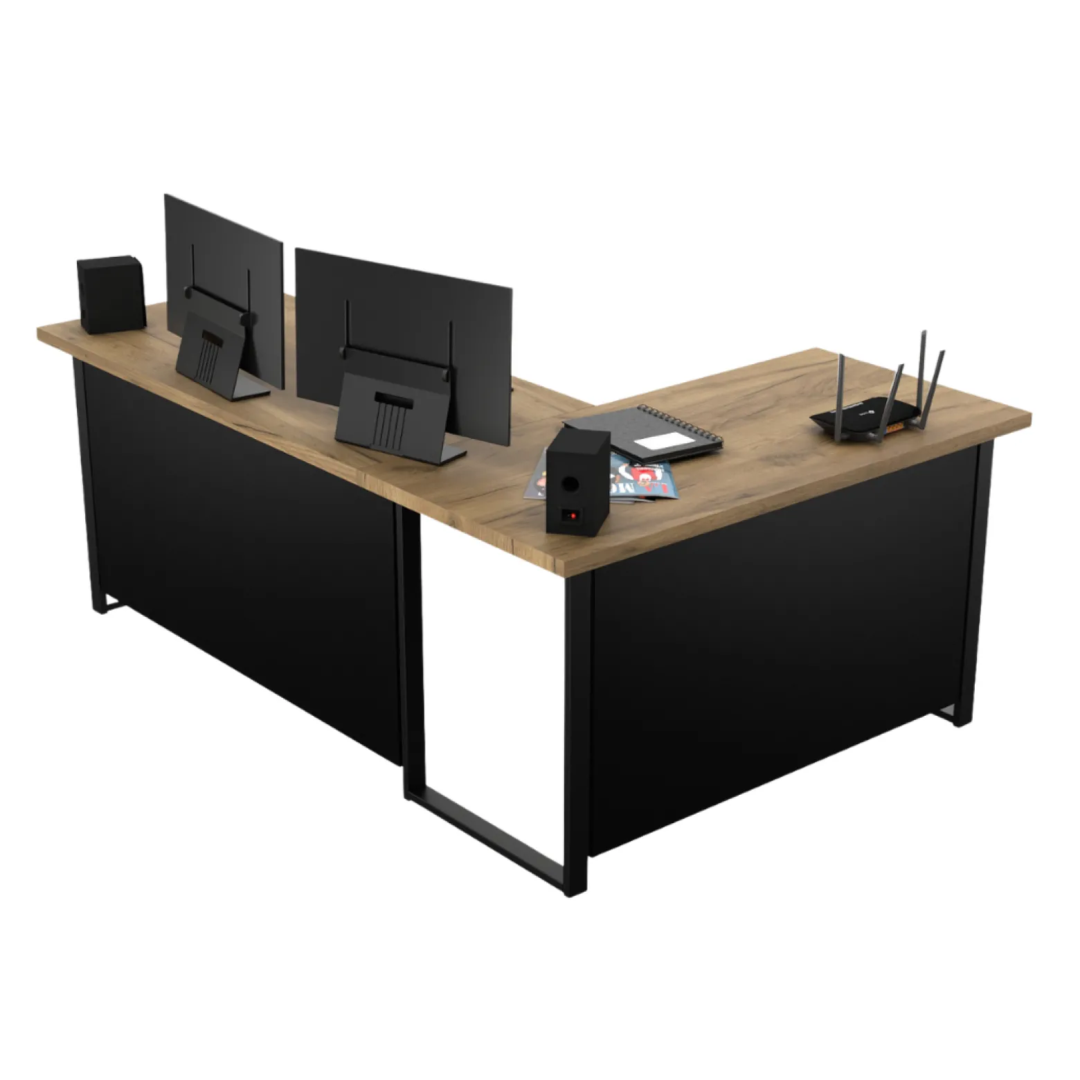 Biurko Narożne Vini Złoty Craft Lewostronne 18Mm Blenda Led