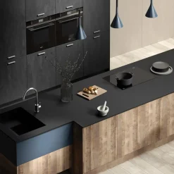 Blat łazienkowy HPL +otwory do szafki 100cm 100,5×46,5cm Black Mat 0190AF