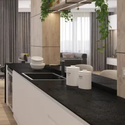 Blat łazienkowy HPL z otworami do szafki 125cm 125,5×47cm Black 190SL