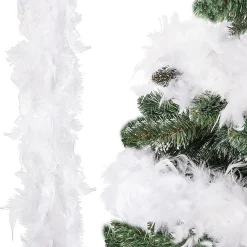 Boa z piór naturalnych 300 cm łańcuch na choinkę biały