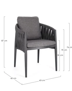Bolzano Juno Krzesło ogrodowe 63x60 antracytowe aluminium