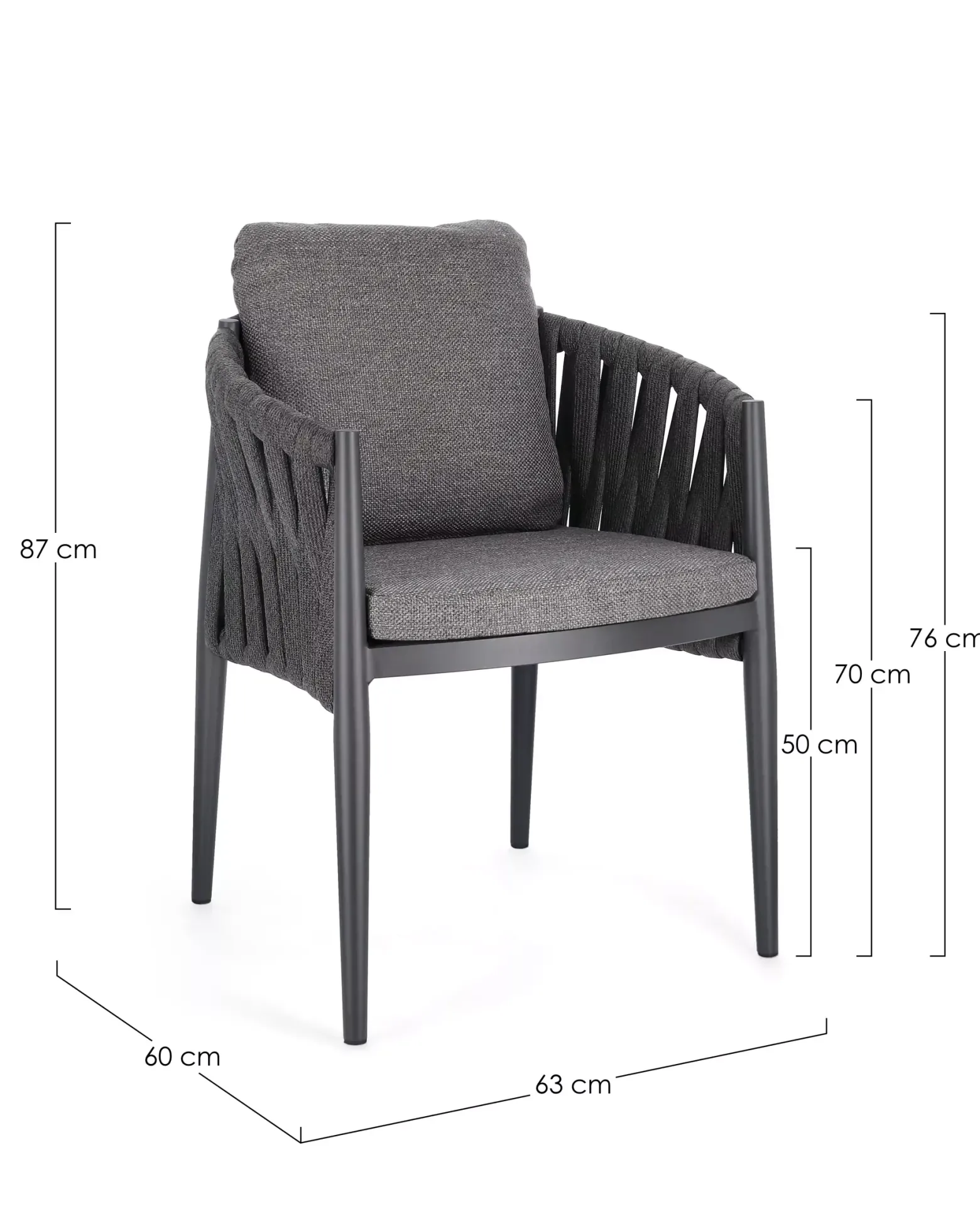 Bolzano Juno Krzesło ogrodowe 63x60 antracytowe aluminium
