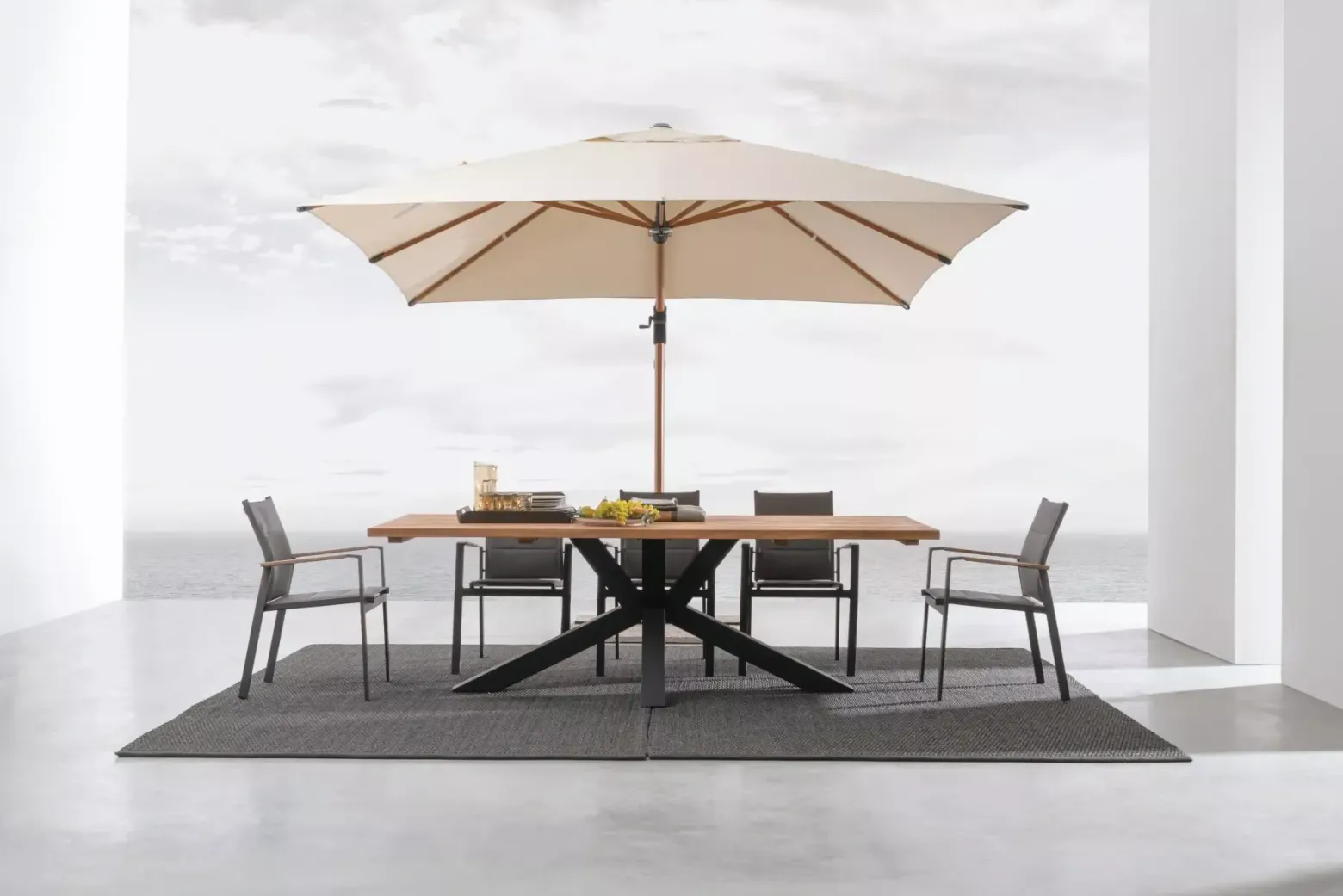 Bolzano Olympus Parasol ogrodowy 300x400 beżowy aluminium