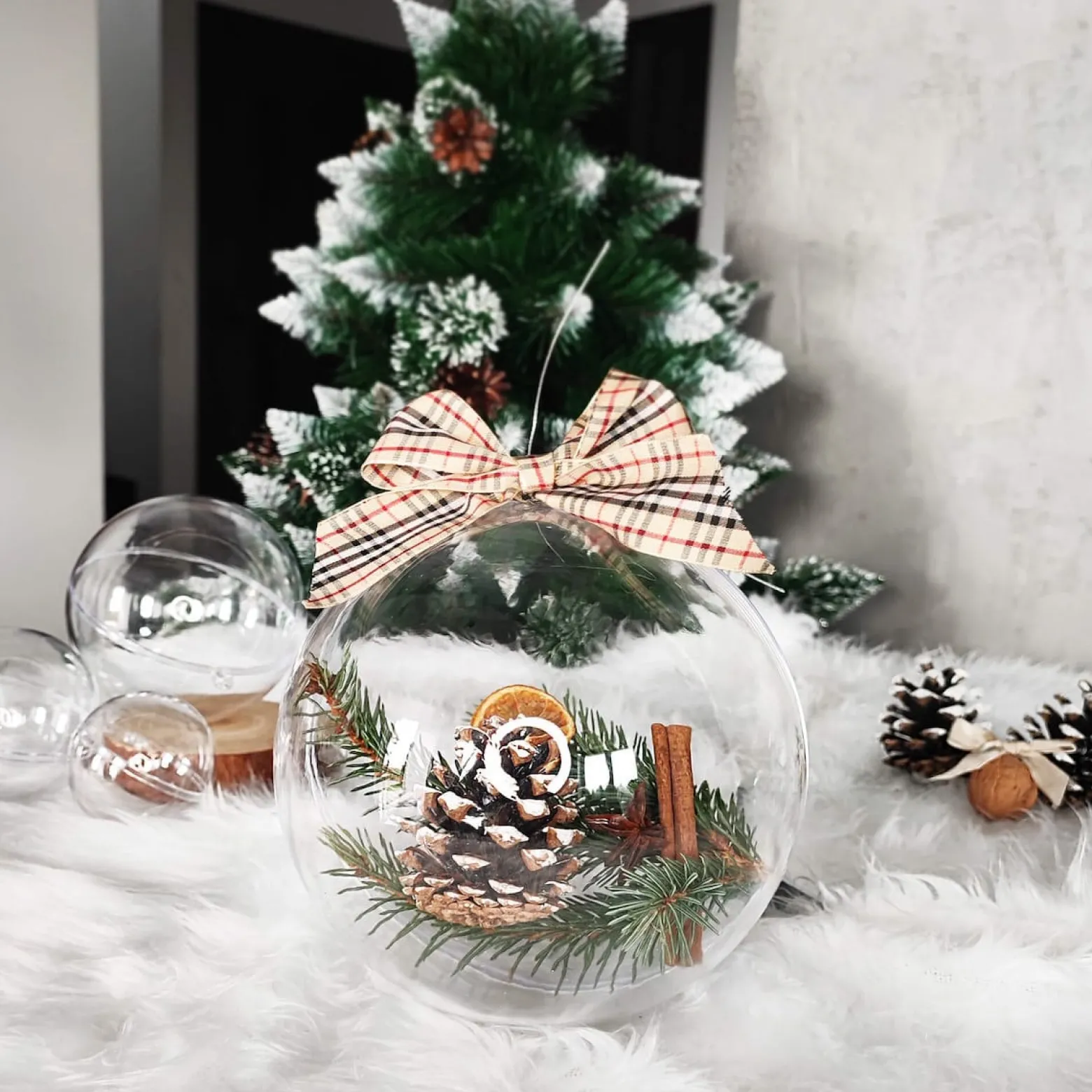 Bombki akrylowe 11cm kula plastikowa decoupage zestaw 2 szt