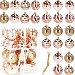 Bombki choinkowe rose gold 24 szt. różowy 6cm zestaw