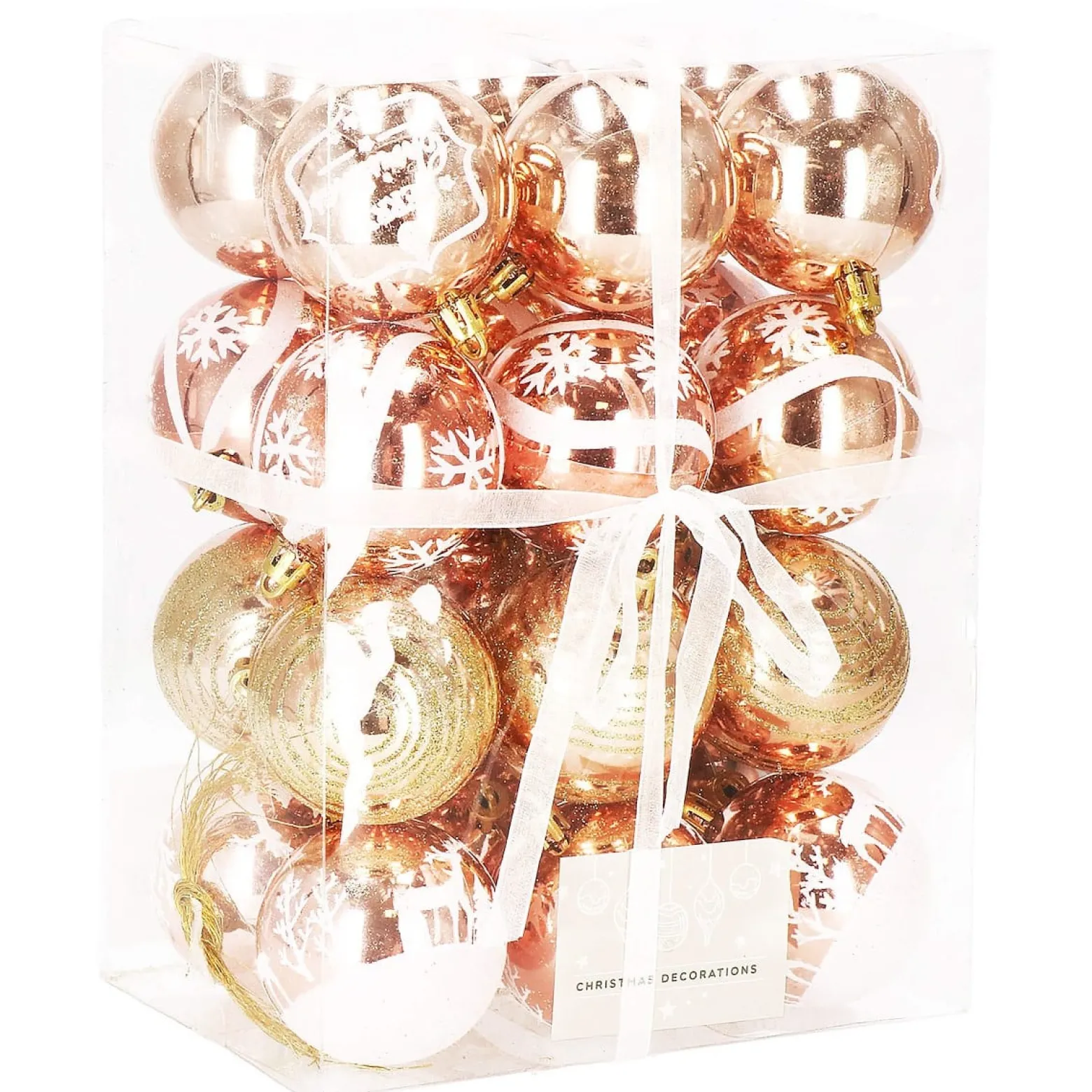 Bombki choinkowe rose gold 24 szt. różowy 6cm zestaw