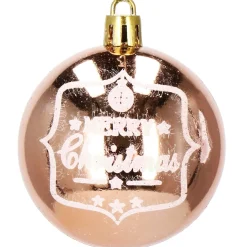 Bombki choinkowe rose gold 24 szt. różowy 6cm zestaw