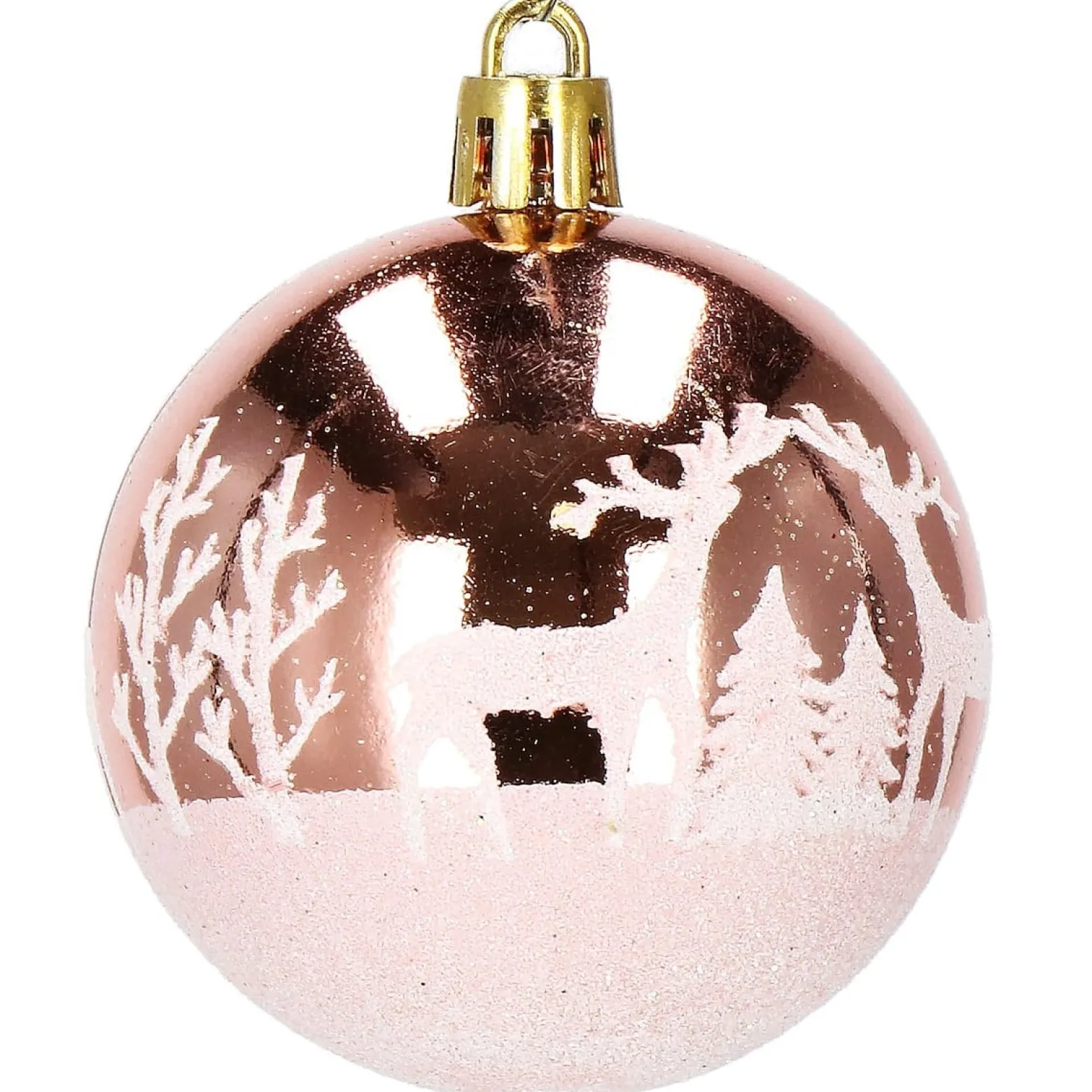 Bombki choinkowe rose gold 24 szt. różowy 6cm zestaw