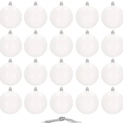 Bombki choinkowe 20 szt. biały 8 cm zestaw choinkowy