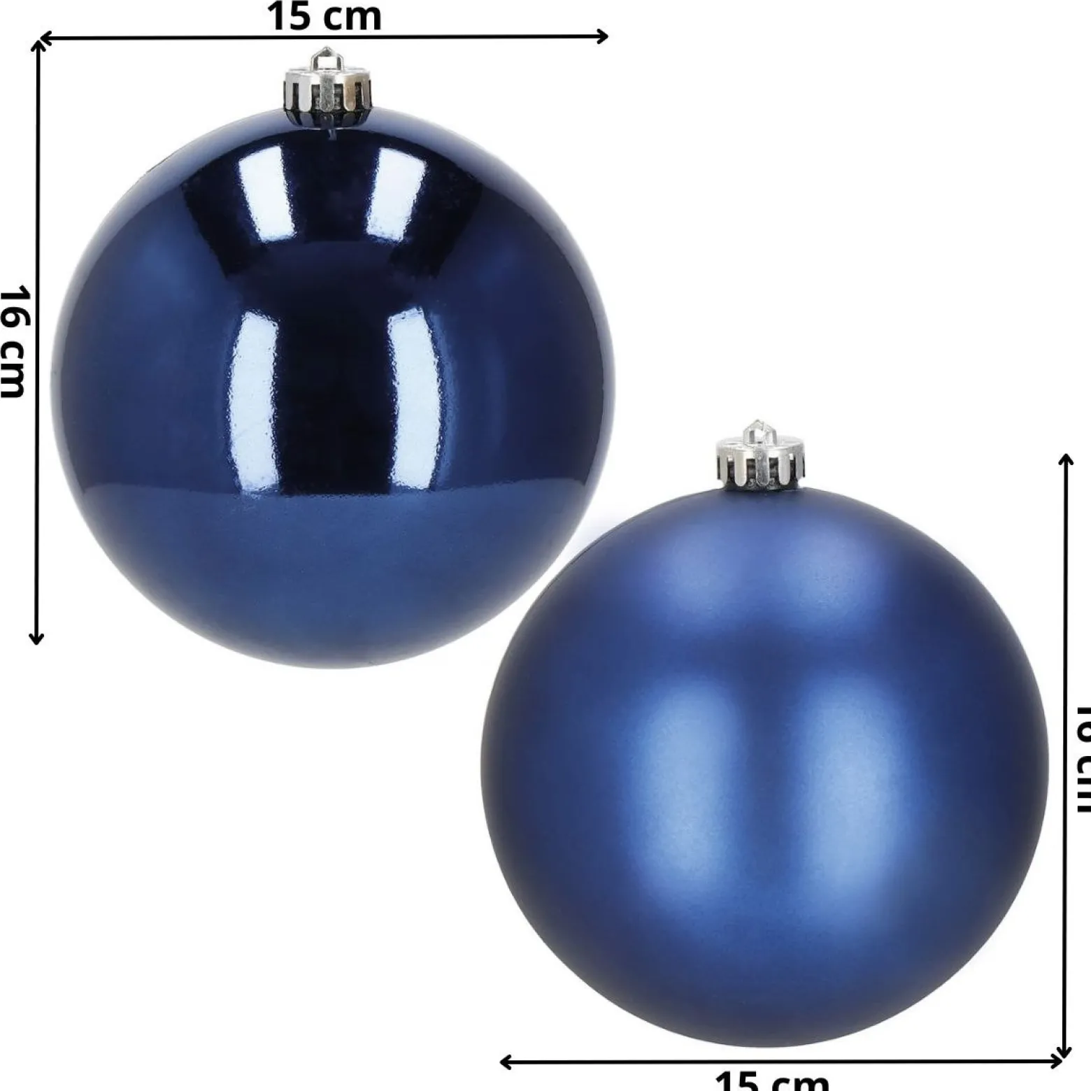 Bombki choinkowe 2 szt. zawieszki na choinkę 15 cm granatowe