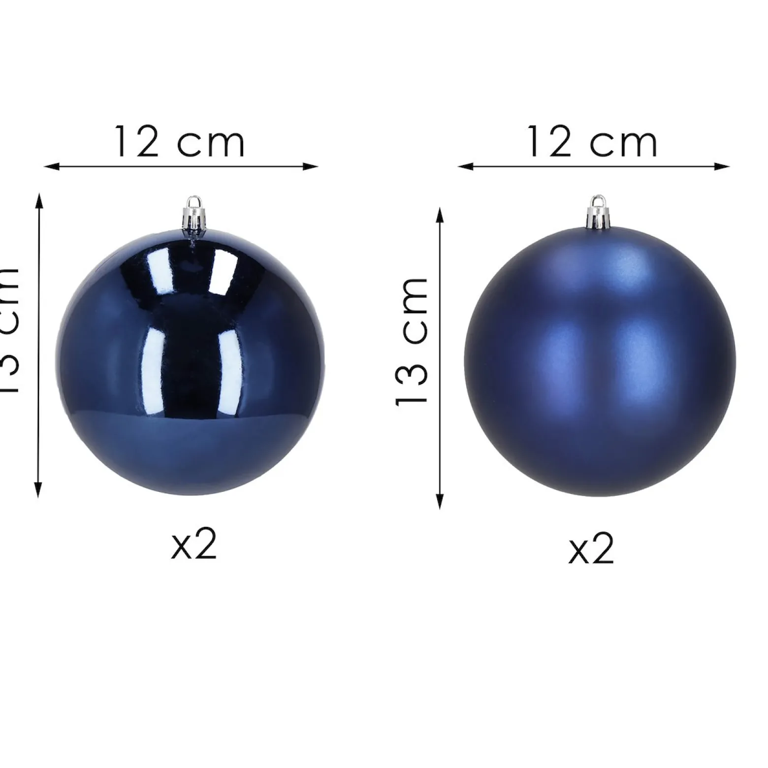 Bombki choinkowe 4 szt. zawieszki 12 cm granatowe