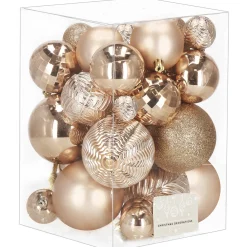 Bombki choinkowe 33 szt. zawieszki świąteczne rose gold