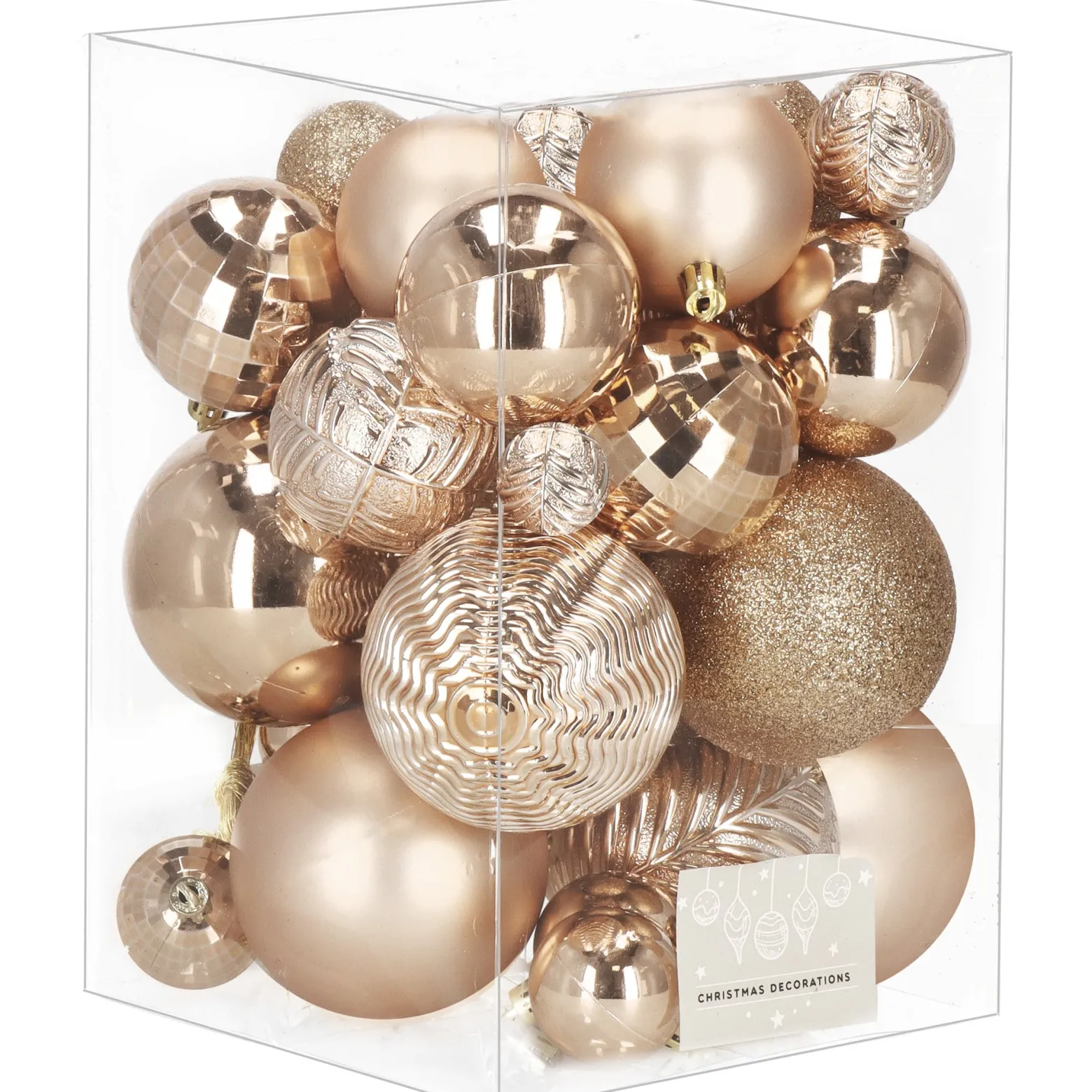 Bombki choinkowe 33 szt. zawieszki świąteczne rose gold