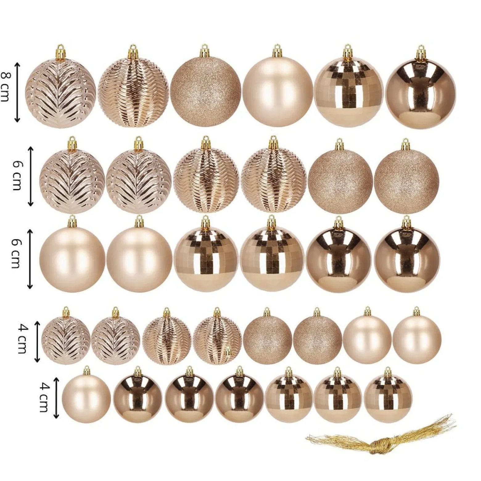 Bombki choinkowe 33 szt. zawieszki świąteczne rose gold