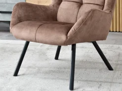 Brązowy Welurowy Uszak Noel Do Salonu W Stylu Modern