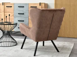 Brązowy Welurowy Uszak Noel Do Salonu W Stylu Modern