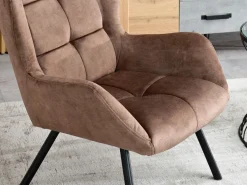 Brązowy Welurowy Uszak Noel Do Salonu W Stylu Modern