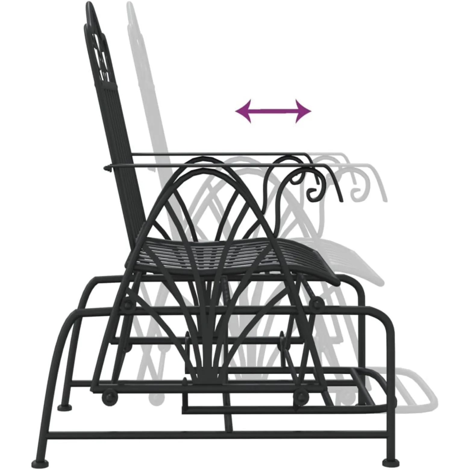Bujane krzesło ogrodowe, 61 cm, czarne, stalowe