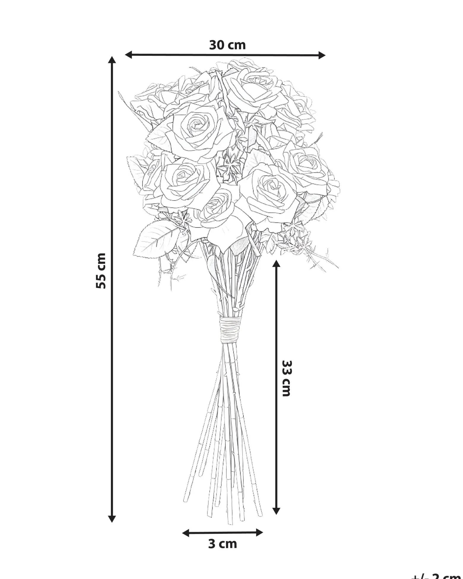 Bukiet sztucznych kwiatów róże 55 cm biały