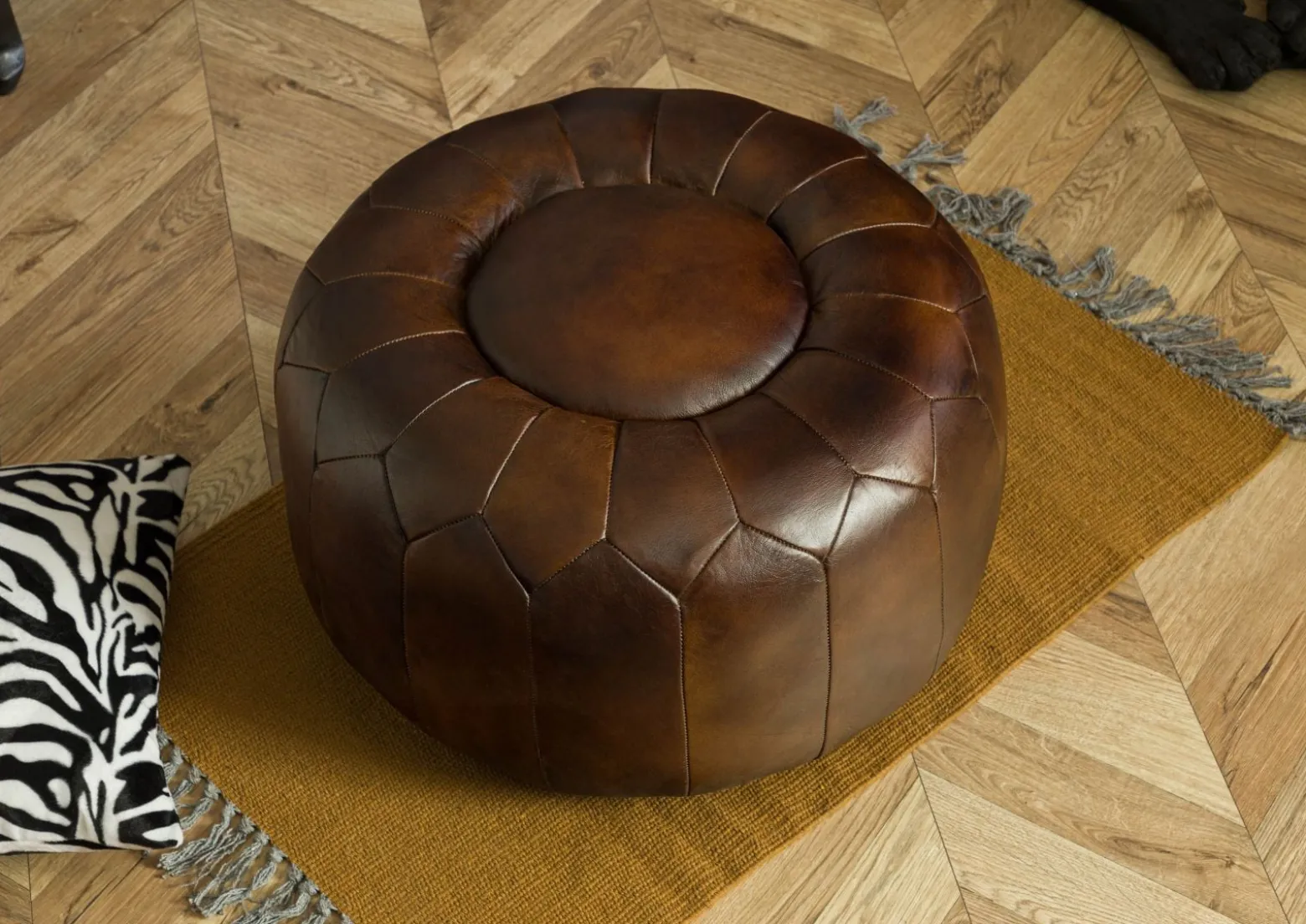 CHESTERFIELD Pufa #18 Skóra naturalna 60x38 cm