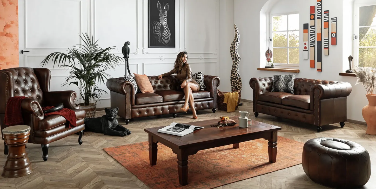 CHESTERFIELD Pufa #18 Skóra naturalna 60x38 cm