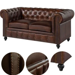 CHESTERFIELD Sofa #102 Skóra naturalna 162x82x76 cm