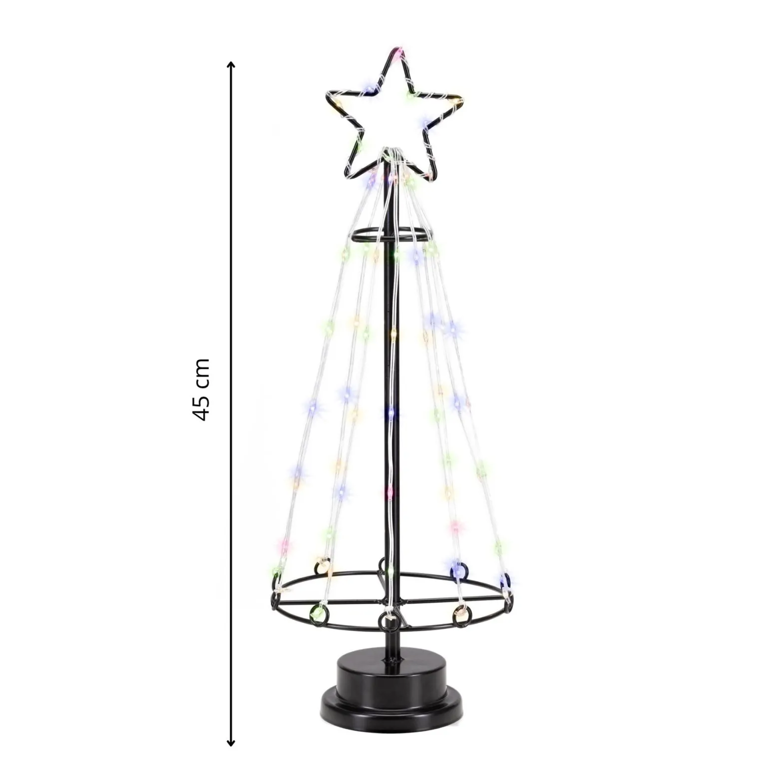 Choinka świecąca, metalowa 80 LED ozdoba świąteczna 45 cm multikolor