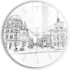 Cichy Zegar Dekoracyjny ścienny Ilustracja miasta Poznań