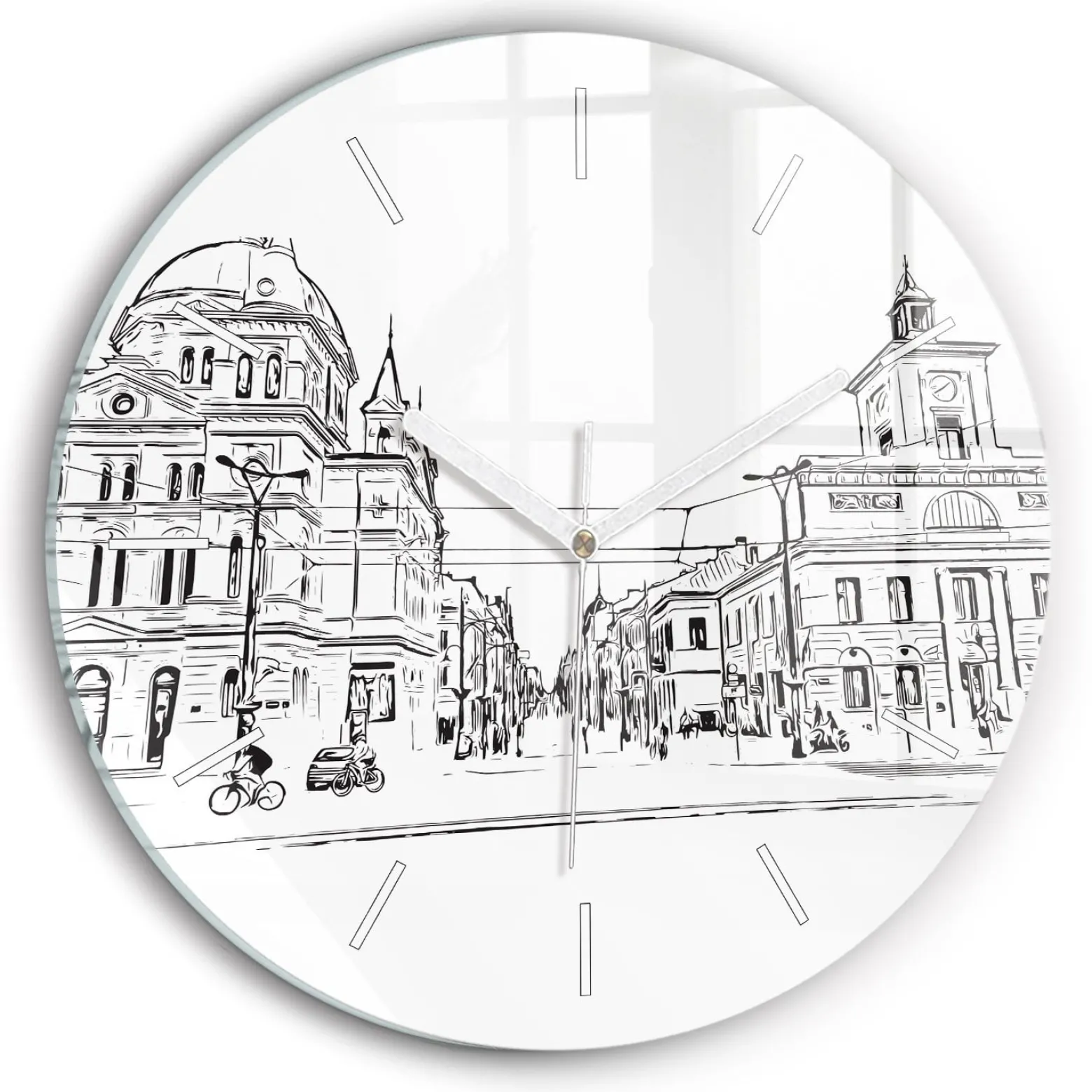 Cichy Zegar Dekoracyjny ścienny Ilustracja miasta Poznań