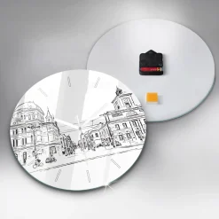Cichy Zegar Dekoracyjny ścienny Ilustracja miasta Poznań