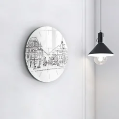 Cichy Zegar Dekoracyjny ścienny Ilustracja miasta Poznań