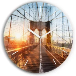 Cichy Zegar Dekoracyjny ścienny Most Brooklyn NYC fi30