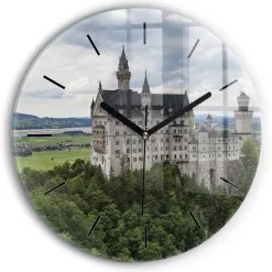 Cichy Zegar Dekoracyjny ścienny Zamek w Neuschwanstein fi30