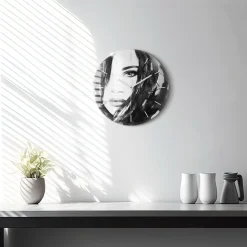 Cichy Zegar Dekoracyjny ścienny Portret kobiety fi30