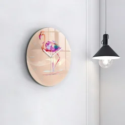 Cichy Zegar Dekoracyjny ścienny Ilustracja flaminga fi30