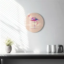 Cichy Zegar Dekoracyjny ścienny Ilustracja flaminga fi30