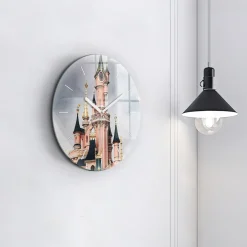 Cichy Zegar Dekoracyjny Zamek Disneyland w Paryżu fi30