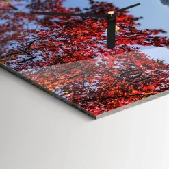 Cichy zegar 30x30 Liście Górskie ozdobny ścienny