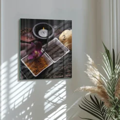Cichy zegar 30x30 Orchidea ozdobny ścienny