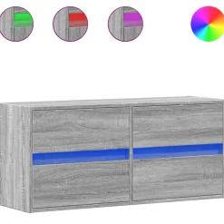 Ścienna szafka TV z LED szary dąb sonoma 100x31x45 cm